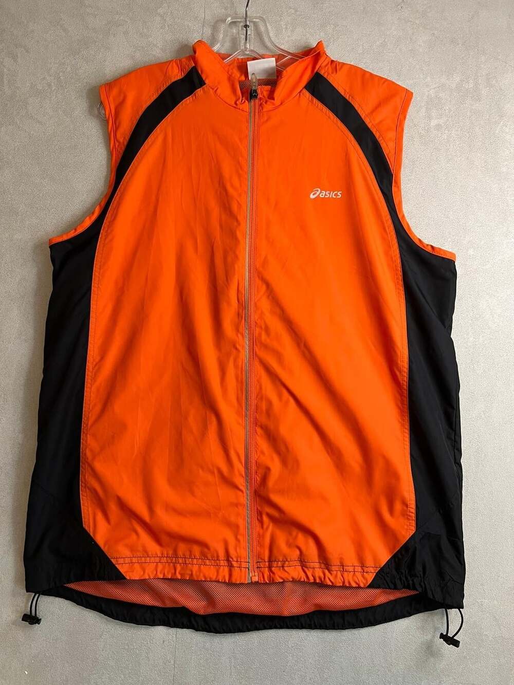 Asics Athletic Full Zip Vest Size L Orange Black Running Cycling
